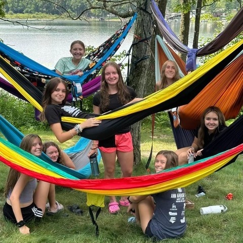 Group of friends in hammocks